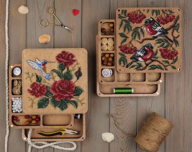 Przykładowe hafty na tkaninie